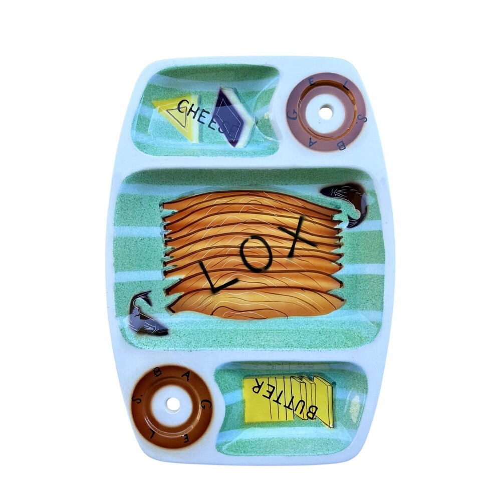 Vintage Lefton Japan Ceramic Bagel & Lox Brunch Serving Platter 13.5” #1905